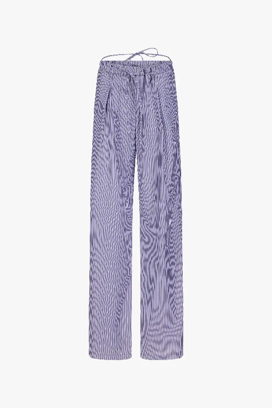 Banker Stripes Drawstring Poplin Pants