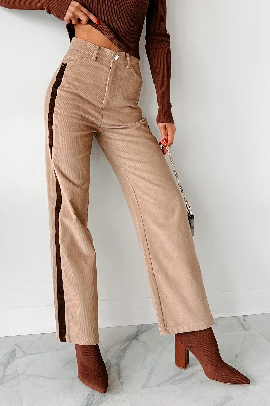 Pablo Side Stripe Corduroy Pants (Taupe)