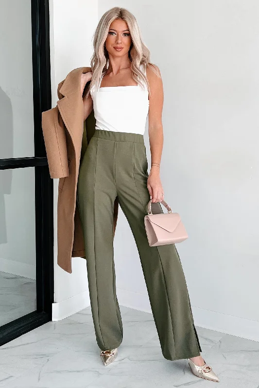 Determined To Succeed High Waist Pants (Olive)