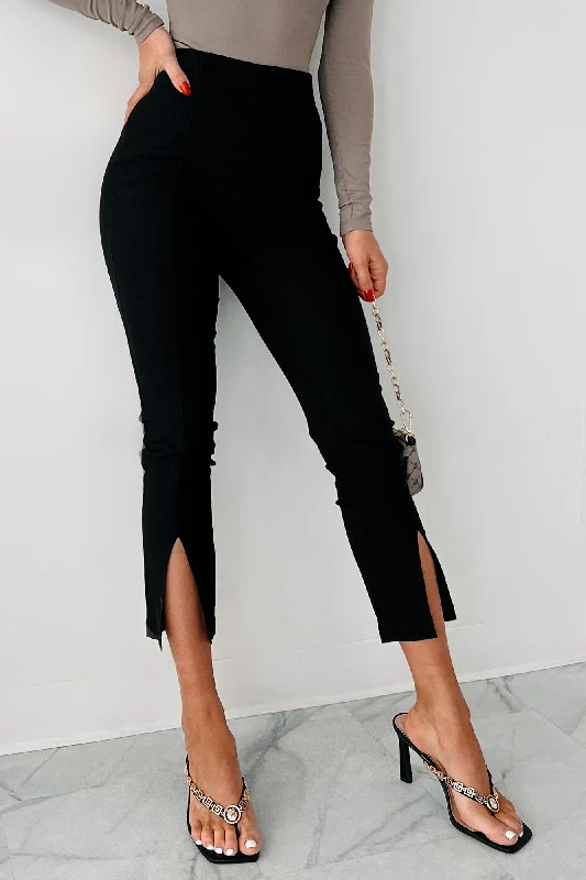 Nolah Split Hem Capri Pants (Black)