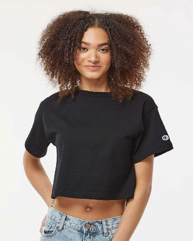 Champion T453W Women's Heritage Jersey Cropped T-Shirt - Black