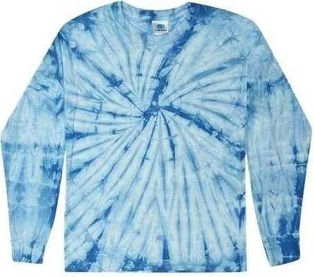 Colortone 2000 Tie-Dyed Long Sleeve T-Shirt - Spider Baby Blue