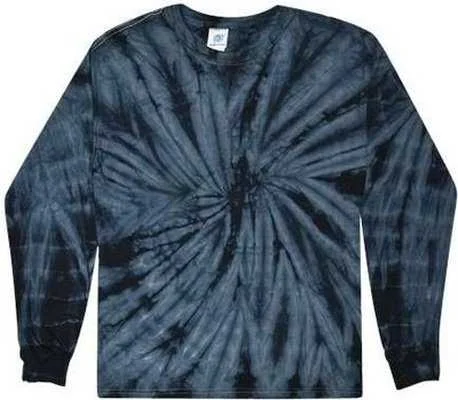 Colortone 2000 Tie-Dyed Long Sleeve T-Shirt - Spider Navy