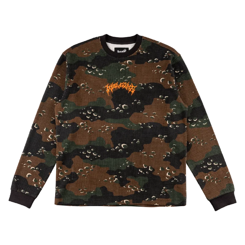 Covert L/S Camo Waffle-Knit - Timber