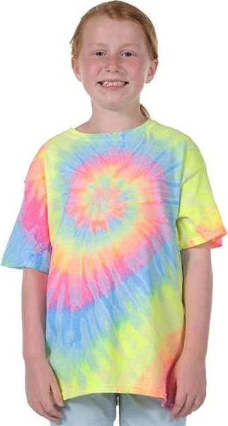 Dyenomite 20BMS Youth Multi-Color Spiral Tie-Dyed T-Shirt - Dayglo