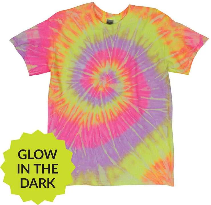 Dyenomite 20BNR Youth Neon Rush Tie-Dyed T-Shirt - Glow In The Dark Grapefruit