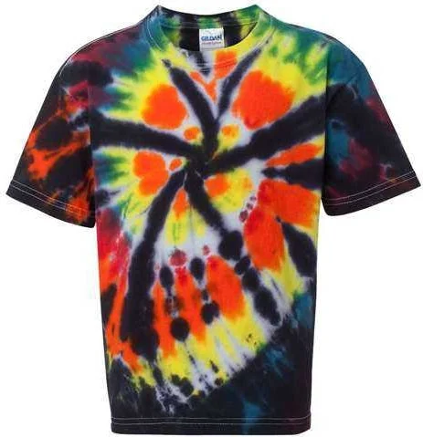 Dyenomite 20BTD Youth Rainbow Cut-Spiral T-Shirt - Black Rainbow Cut-Spiral