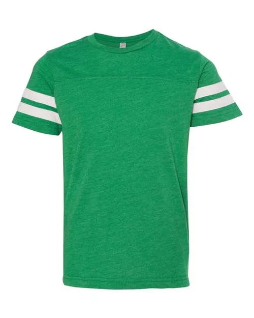 Lat 6137 Youth Football Fine Jersey Tee - Vintage Green White