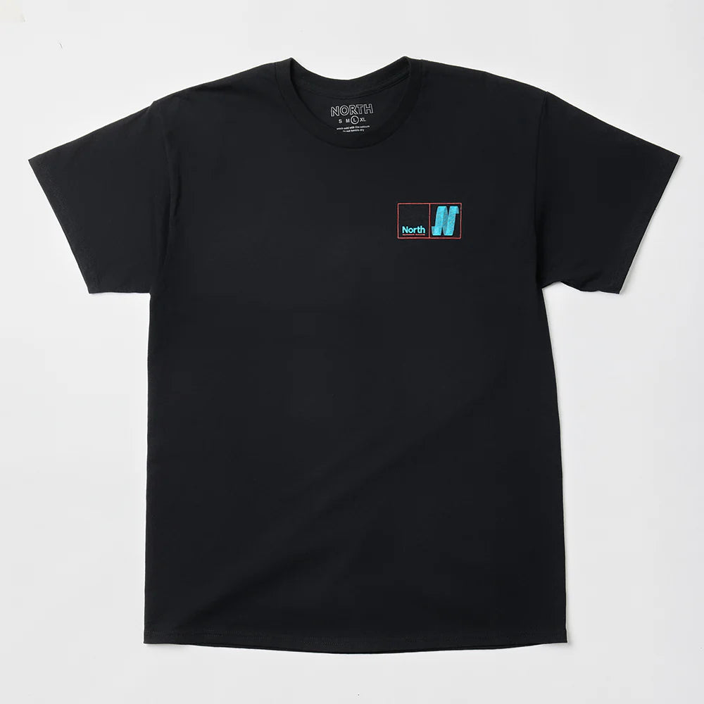 North Skate Mag North N Logo T-Shirt - Black / Blue / Red