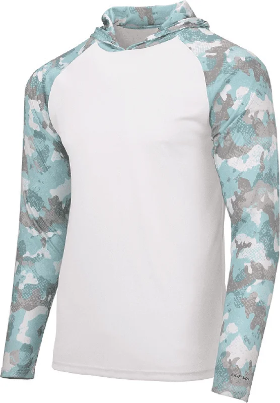 Paragon 240 Tortuga Extreme Performance Hooded T-Shirt - White Aqua Camo