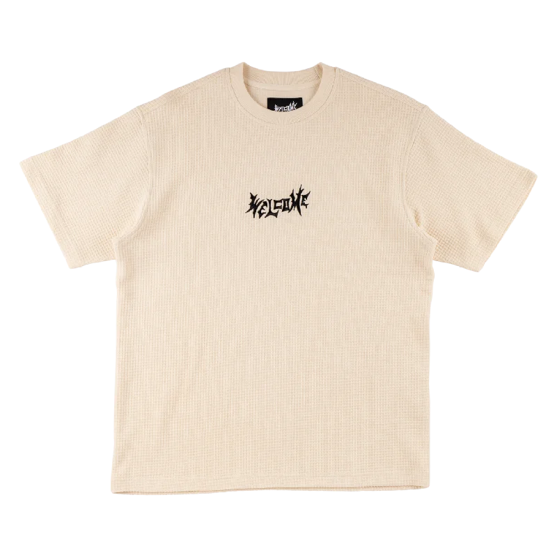 Phantom Embroidered Waffle-Knit Tee - Bone