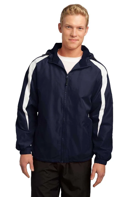 Sport-Tek JST81 Fleece-Lined Colorblock Jacket - True Navy White