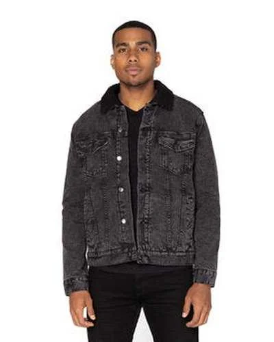 Threadfast Apparel 372J Unisex Sherpa-Lined Denim Jacket - Black Denim Black