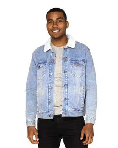 Threadfast Apparel 372J Unisex Sherpa-Lined Denim Jacket - Light Denim Of White