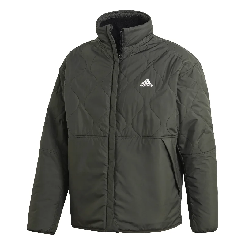 adidas Men's Reversible Boa Padded Sherpa Jacket Black/Grey