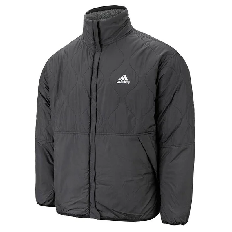 adidas Men's Reversible Padded Sherpa Jacket Grey