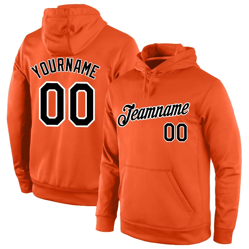 Custom Stitched Orange Black-White Sports Pullover Sweatshirt Hoodie