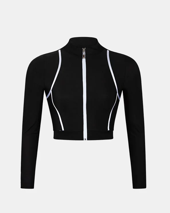 Oil And Gaz Short Cut Women Lifestyle Jacket Black/White