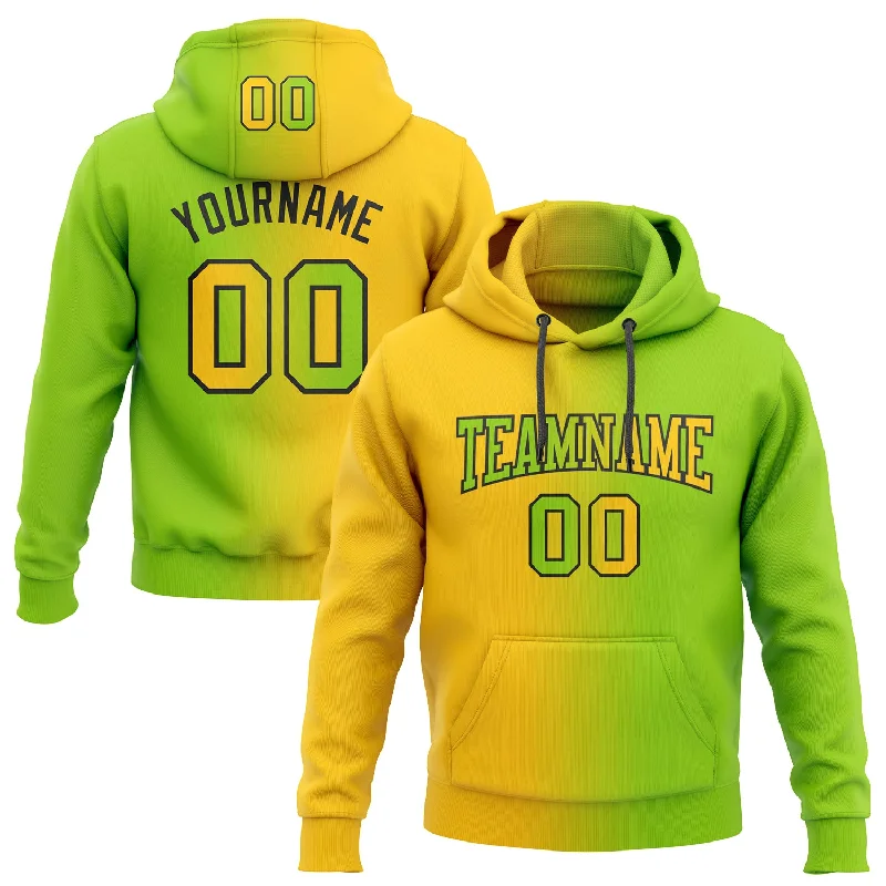 Custom Stitched Neon Green Yellow-Black Gradient Fashion Sports Pullover Sweatshirt Hoodie