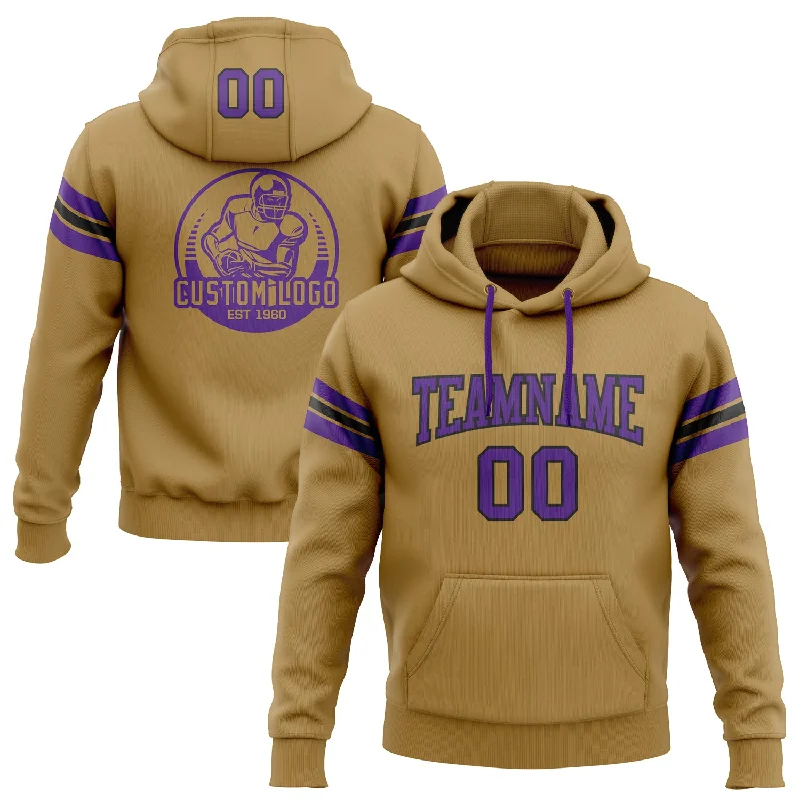 Custom Stitched Old Gold Purple-Black Football Pullover Sweatshirt Hoodie