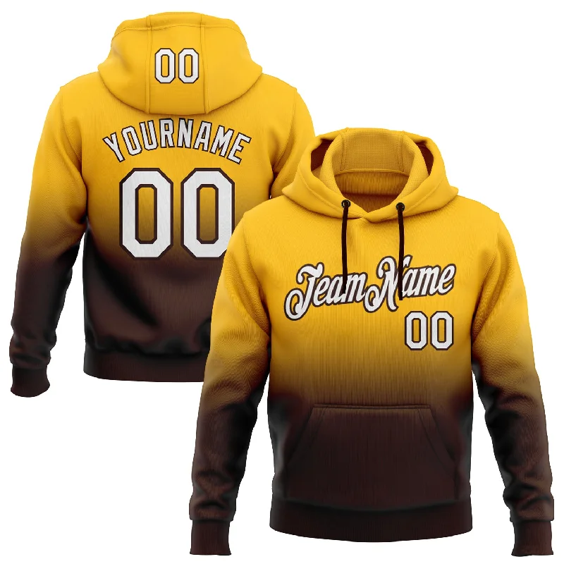 Custom Stitched Gold White-Brown Fade Fashion Sports Pullover Sweatshirt Hoodie