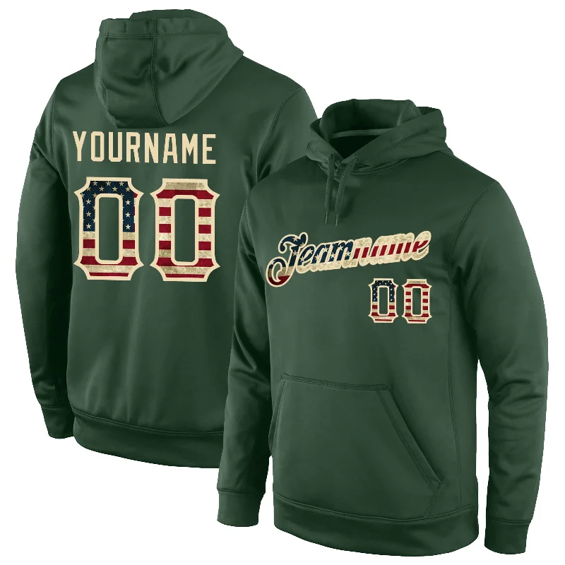 Custom Stitched Green Vintage USA Flag-Cream Sports Pullover Sweatshirt Hoodie