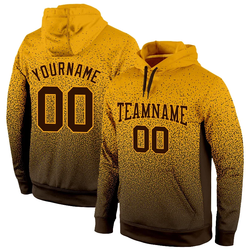 Custom Stitched Gold Brown Fade Fashion Sports Pullover Sweatshirt Hoodie