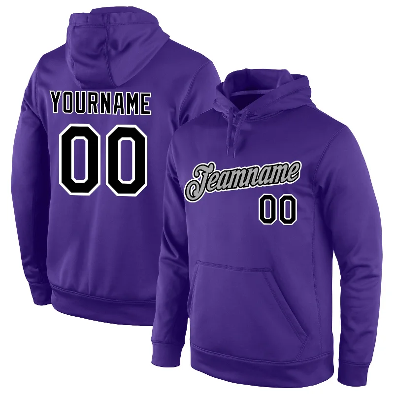 Custom Stitched Purple Black-Gray Sports Pullover Sweatshirt Hoodie