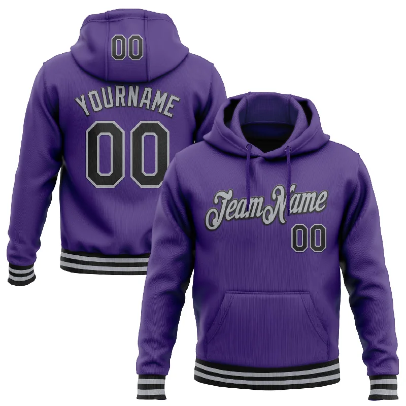 Custom Stitched Purple Black-Gray Sports Pullover Sweatshirt Hoodie