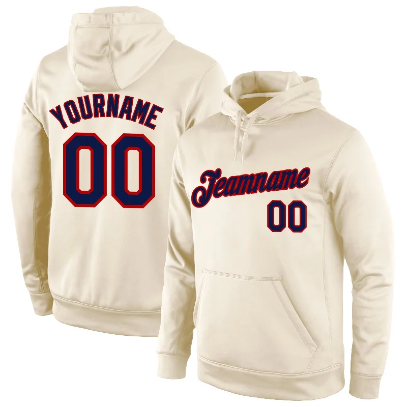 Custom Stitched Cream Navy-Red Sports Pullover Sweatshirt Hoodie