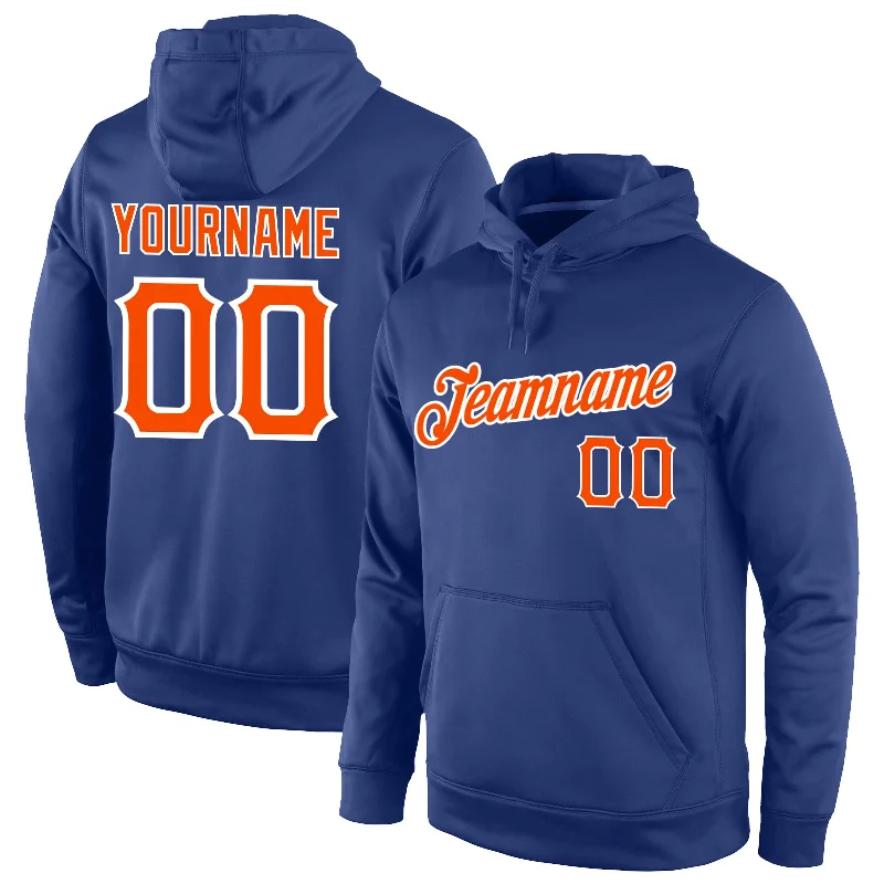 Custom Stitched Royal Orange-White Sports Pullover Sweatshirt Hoodie