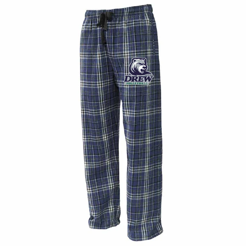 Drew Volleyball PS Navy Flannel Pants w/ 4 Color V2 Design on Front.