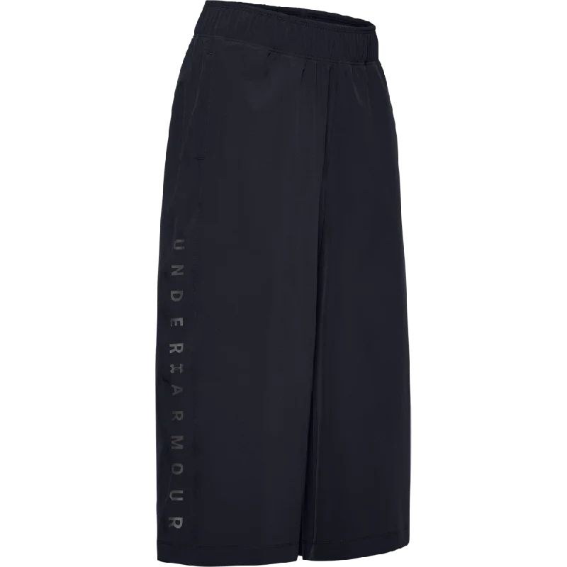 Under Armour Woven Wide Leg Crops Women Sportswear 3/4 Pant Black Ua1351886-001